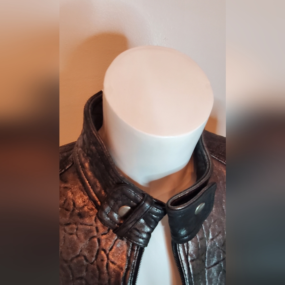 ROBERT RODRIGUEZ -size 6- metalic leather jacket 100%leather - Picture 7 of 12